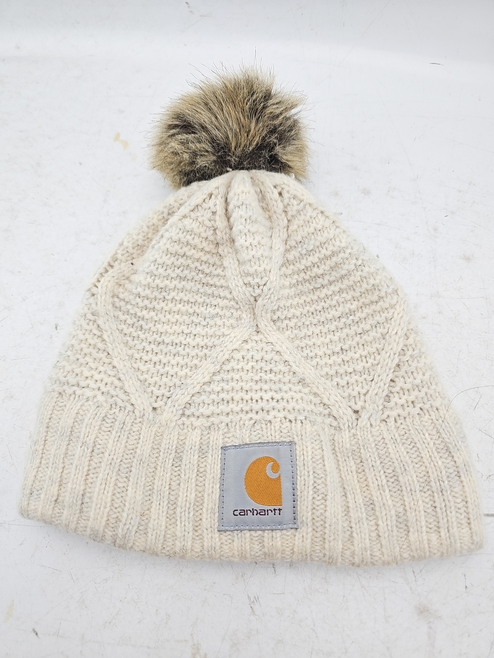 Carhartt Cream Pom Pom Knit Beanie